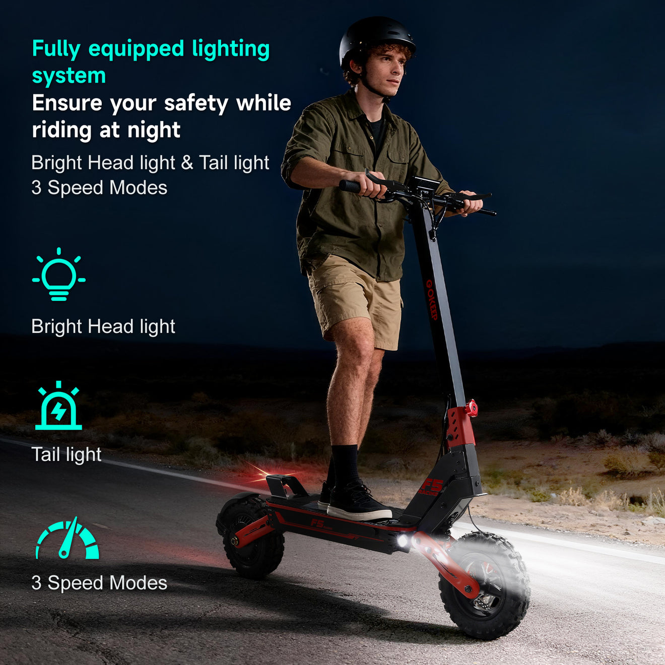 Hillmiles GOKEEP F5 Elektroroller für Gelände | 1000W Motor | 52V 20Ah | 70km Reichweite